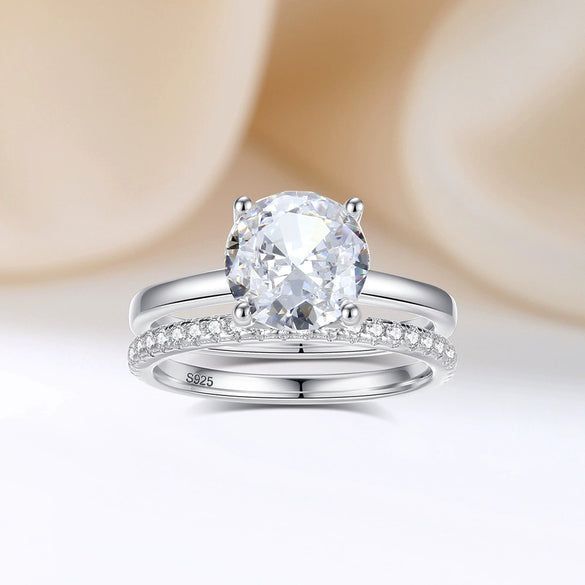 Women's Ring Jewelry 925 Silver High Sense Geometric Electroplating Diamond