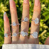 Women's Ring S925 Sterling Silver Geometric Style Flower Cut Square Water Drops Snowflake Zircon Electroplated