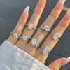 Women's Ring S925 Sterling Silver Geometric Style Flower Cut Square Water Drops Snowflake Zircon Electroplated