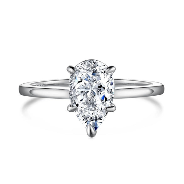 Women's Ring S925 Sterling Silver Geometric Style Flower Cut Square Water Drops Snowflake Zircon Electroplated