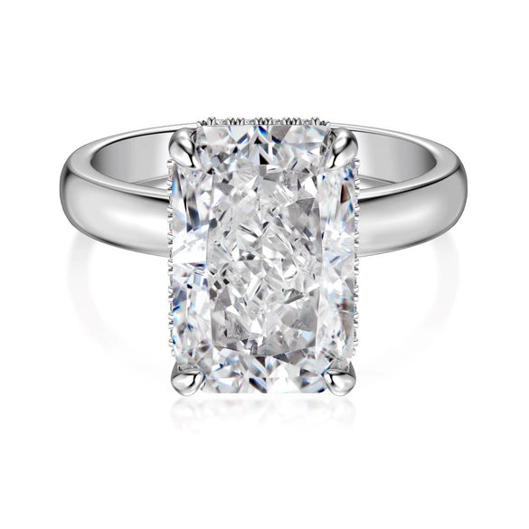 Women's Ring S925 Sterling Silver Geometric Style Flower Cut Square Water Drops Snowflake Zircon Electroplated
