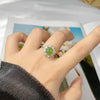 Women's Ring S925 Sterling Silver With Natural Jade Lapis Lazuli Topaz Amethyst Citrine Set With Crystal In Flower Shape