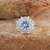 Women's Ring S925 Sterling Silver With Natural Jade Lapis Lazuli Topaz Amethyst Citrine Set With Crystal In Flower Shape