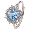 Women's Ring S925 Sterling Silver With Natural Jade Lapis Lazuli Topaz Amethyst Citrine Set With Crystal In Flower Shape