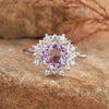 Women's Ring S925 Sterling Silver With Natural Jade Lapis Lazuli Topaz Amethyst Citrine Set With Crystal In Flower Shape