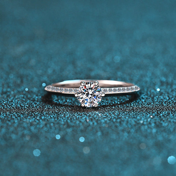 Women's Ring Sterling Silver 925 Plated Pt950 Gold The Crown Pattern Moissanite Six Claw Half Mountain Style Electroplated