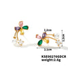 Women's Rose Gold Color Copper Flower Bud Pearl Earrings With Zirconia Simple Floral Jewelry