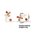 Women's Rose Gold Color Copper Flower Bud Pearl Earrings With Zirconia Simple Floral Jewelry