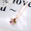 Women's Rose Gold Color Copper Flower Necklace With Zircon Inlay Fashion O Chain Pendant Necklace