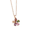 Women's Rose Gold Color Copper Flower Necklace With Zircon Inlay Fashion O Chain Pendant Necklace