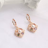 Women's Rose Gold Color Copper Pearl Flower Earrings And Necklace Jewelry Set With Mixed Gem Inlay Electroplated Floral Bridal Style