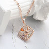 Women's Rose Gold Color Copper Pearl Flower Earrings And Necklace Jewelry Set With Mixed Gem Inlay Electroplated Floral Bridal Style