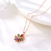 Women's Rose Gold Color Flower Pendant Necklace With Artificial Zircon O Chain Natural Floral Style Jewelry