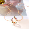 Women's Rose Gold Color Round Zircon Micro Inlaid Clavicle Necklace With O Chain Fashion Geometric Floral Pendant