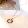 Women's Rose Gold Color Round Zircon Micro Inlaid Clavicle Necklace With O Chain Fashion Geometric Floral Pendant