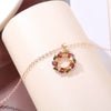 Women's Rose Gold Color Round Zircon Micro Inlaid Clavicle Necklace With O Chain Fashion Geometric Floral Pendant