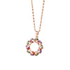 Women's Rose Gold Color Round Zircon Micro Inlaid Clavicle Necklace With O Chain Fashion Geometric Floral Pendant