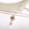 Women's Rose Gold Colorful Zircon Key Pendant Necklace With Small Clear Geometric Charm Copper O Chain