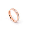 Women's Rose Gold Electroplated Stainless Steel Fashion Ring With Rhinestone Accent For Index Finger