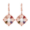 Women's Rose Gold Plated Copper Flower And Coin Pendant Necklace With Water Wave Chain And Zircon Embossed Cross Detail