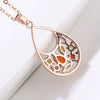 Women's Rose Gold Plated Copper Jewelry Set With Colorful Zircon Water Drop Pendant Necklace Earrings And Bracelet