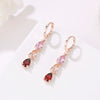 Women's Rose Gold Plated Copper Zircon Jewelry Set With Necklace And Earrings Love Water Drop Pendant Design
