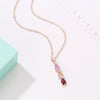 Women's Rose Gold Plated Copper Zircon Jewelry Set With Necklace And Earrings Love Water Drop Pendant Design