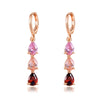 Women's Rose Gold Plated Copper Zircon Jewelry Set With Necklace And Earrings Love Water Drop Pendant Design