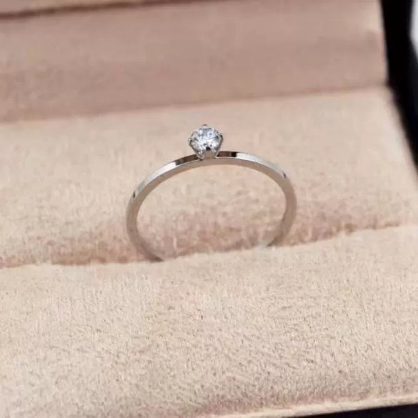 Women's Rose Gold Plated Stainless Steel Geometric Ring With Pearlescent Finish Wedding Engagement Jewelry Gift