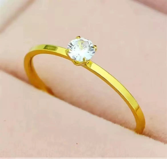 Women's Rose Gold Plated Stainless Steel Geometric Ring With Pearlescent Finish Wedding Engagement Jewelry Gift
