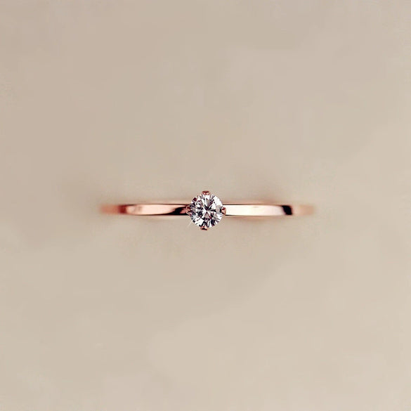 Women's Rose Gold Plated Stainless Steel Geometric Ring With Pearlescent Finish Wedding Engagement Jewelry Gift