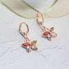 Women's Rose Gold Tone Alloy Flower Jewelry Set With Zircon Inlay Necklace And Earrings Electroplated Bridal Style