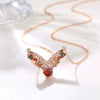 Women's Rose Gold Tone Copper Letter V Necklace With Artificial Zircon Pendant And O Chain Fashion Jewelry
