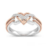 Women's Rose Gold Tone Two Color Alloy Cross And Heart Geometric Ring With Electroplated Minimalist Fashion Design