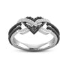 Women's Rose Gold Tone Two Color Alloy Cross And Heart Geometric Ring With Electroplated Minimalist Fashion Design