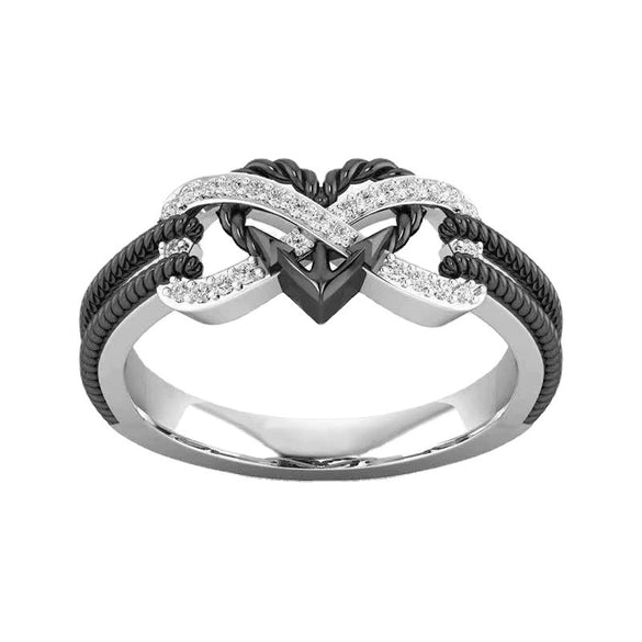 Women's Rose Gold Tone Two Color Alloy Cross And Heart Geometric Ring With Electroplated Minimalist Fashion Design
