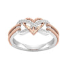 Women's Rose Gold Tone Two Color Alloy Cross And Heart Geometric Ring With Electroplated Minimalist Fashion Design