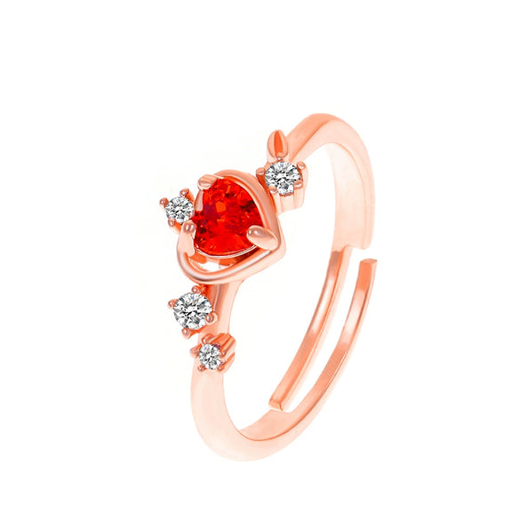 Women's Rose Plated Copper Open Ring With Geometric Design And Diamond Treatment