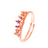 Women's Rose Plated Copper Open Ring With Geometric Design And Diamond Treatment