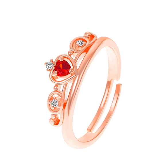 Women's Rose Plated Copper Open Ring With Geometric Design And Diamond Treatment