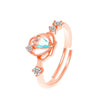 Women's Rose Plated Copper Open Ring With Geometric Design And Diamond Treatment