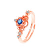 Women's Rose Plated Copper Open Ring With Geometric Design And Diamond Treatment