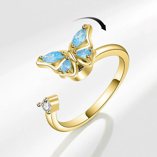 Women's Rotatable Butterfly Copper Ring