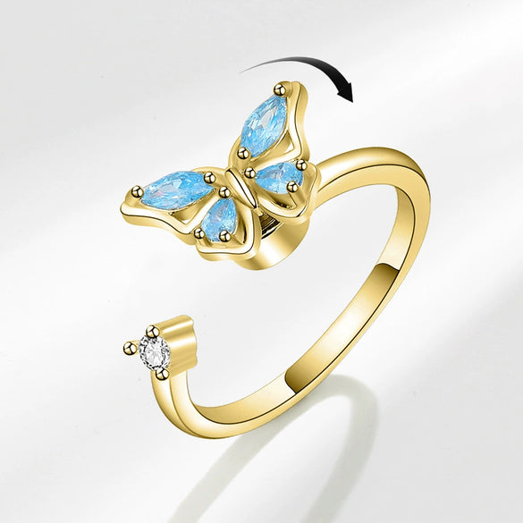 Women's Rotatable Butterfly Copper Ring