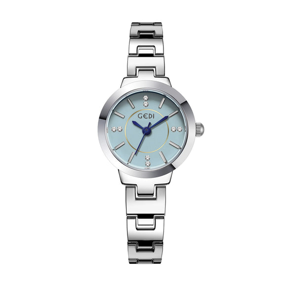 Women's Round Alloy Watch With Mineral Reinforced Glass Mirror Fashion Style Waterproof Quartz