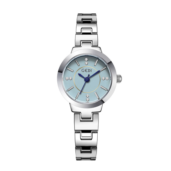 Women's Round Alloy Watch With Mineral Reinforced Glass Mirror Fashion Style Waterproof Quartz