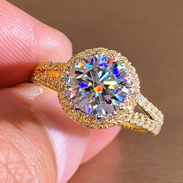 Women's Round Bag Ring Fashion Geometric Style Copper Microinlaid Zircon