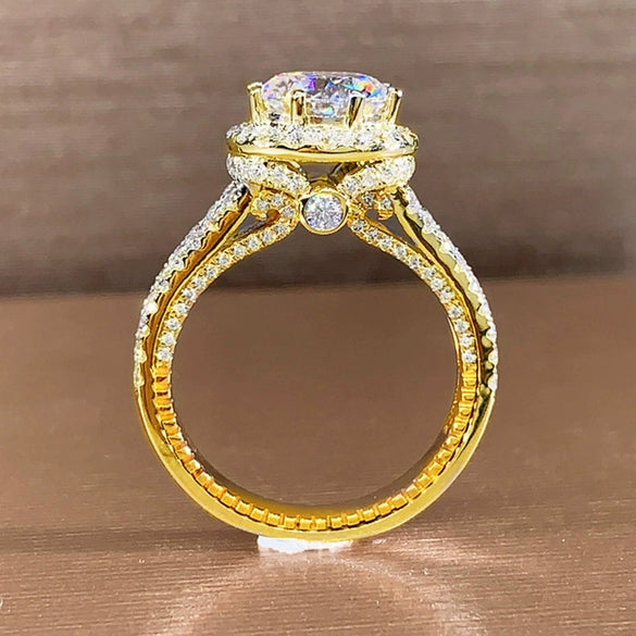 Women's Round Bag Ring Fashion Geometric Style Copper Microinlaid Zircon