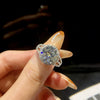 Women's Round Bag Three Rows Moissanite Ring 925 Silver With Geometric Design Electroplated