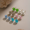 Women's Round Geometric Earrings With Colorful Glass Crystals Stainless Steel With 18K Gold Pvd Plating Minimalist Style